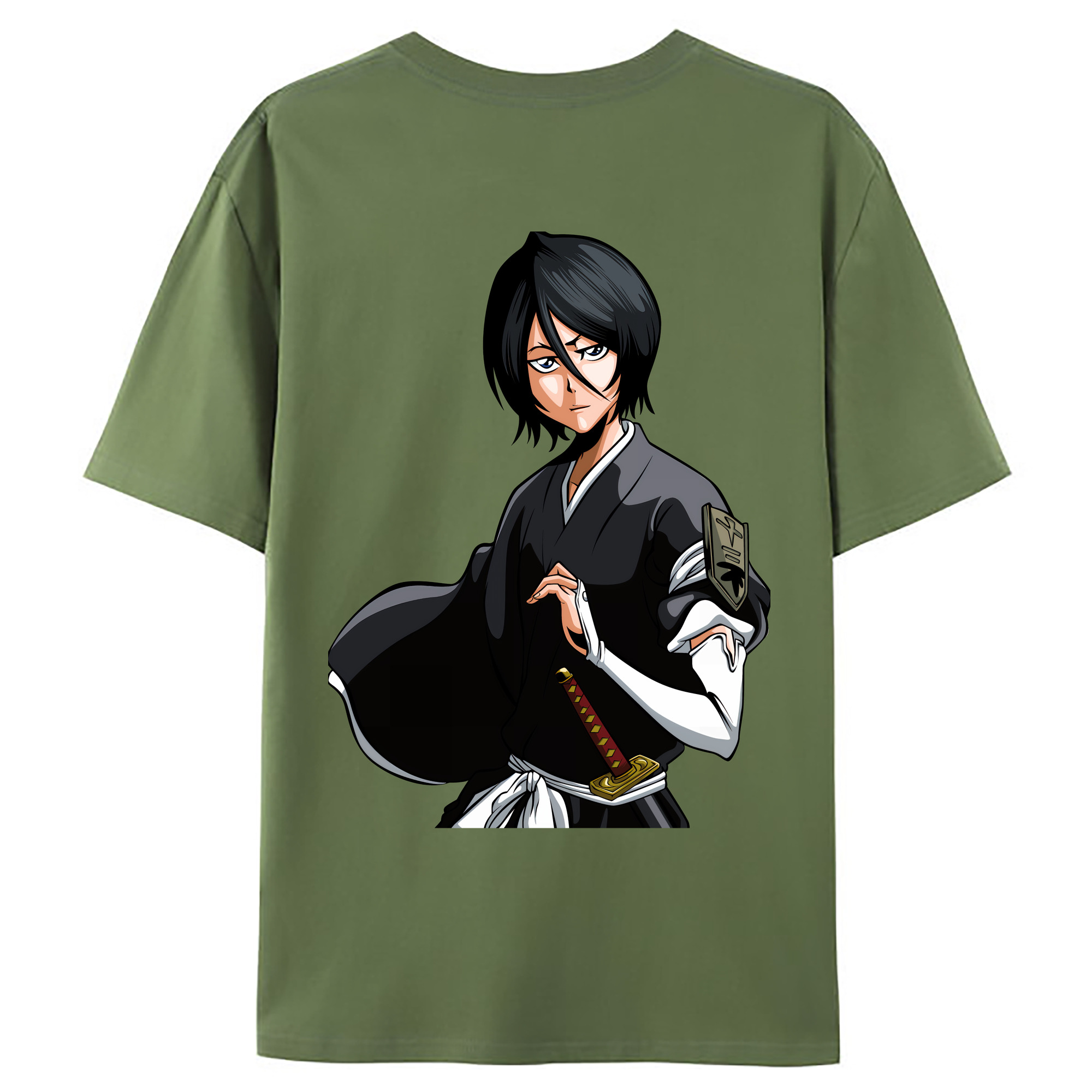 （画像用） ブリーチ 朽木ルキア BLEACH Kuchiki Rukia 綿100％ メンズ半袖Tシャツ（バックプリント） 通気性